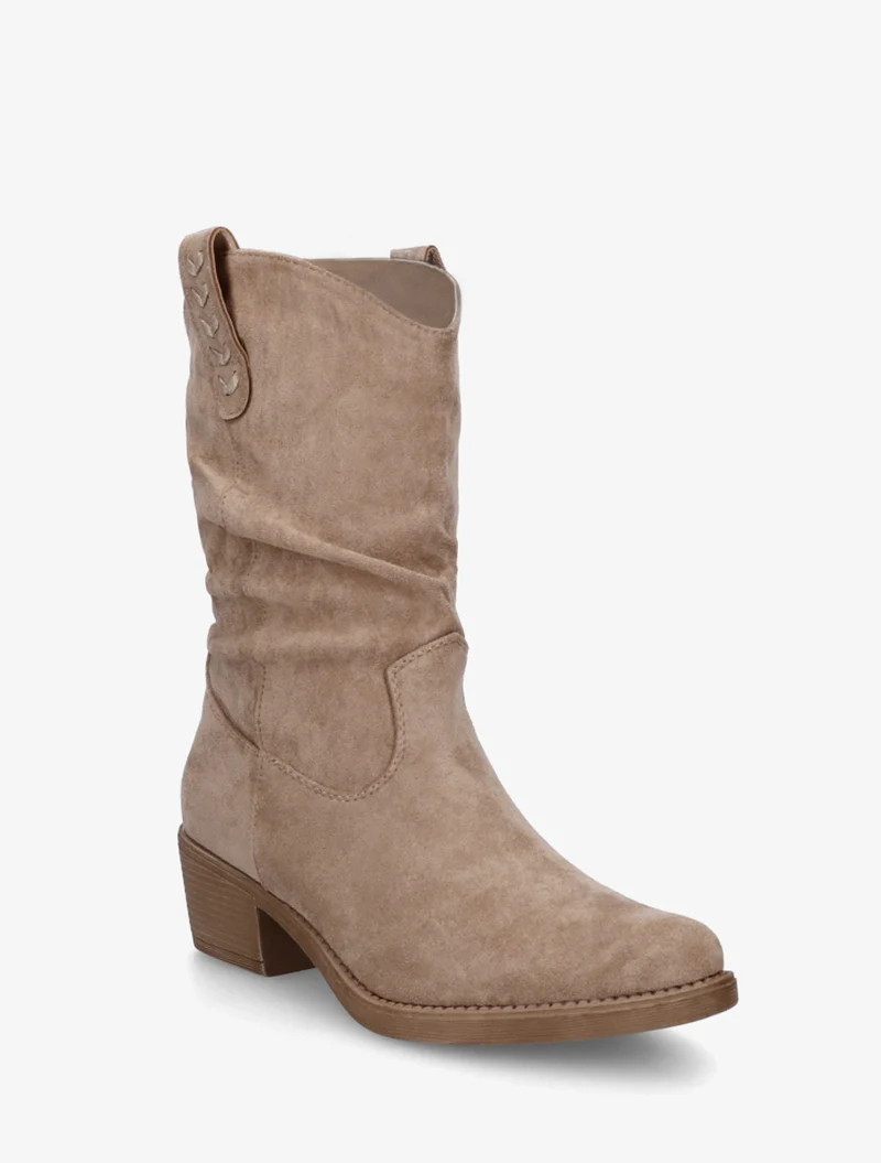 Bottines en suédine à bouts ronds - Taupe
