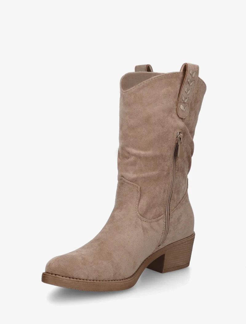 Bottines en suédine à bouts ronds - Taupe