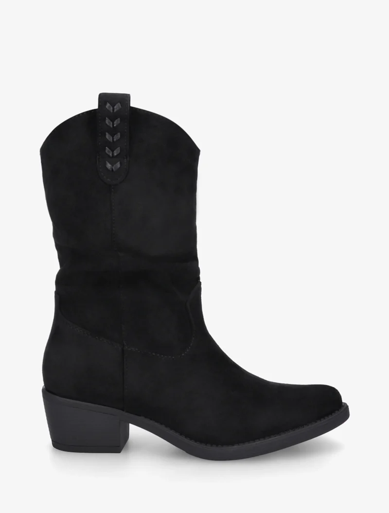 Bottines en suédine à bouts ronds - Noir