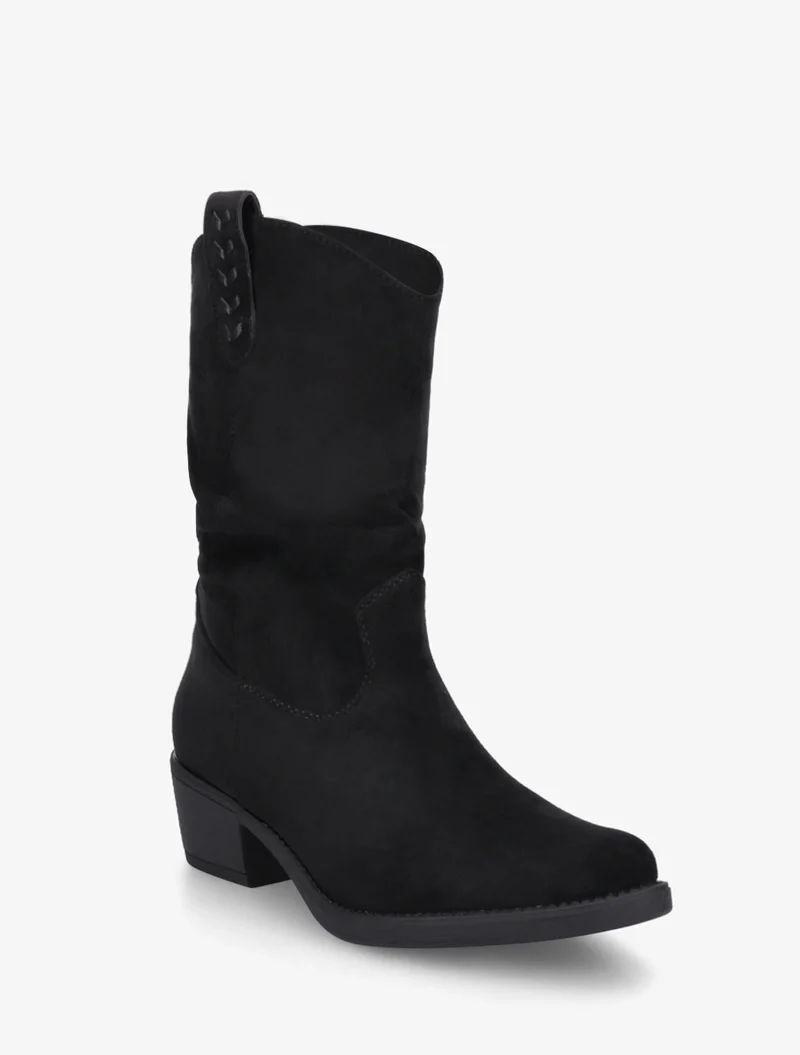 Bottines en suédine à bouts ronds - Noir