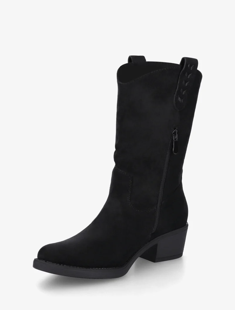 Bottines en suédine à bouts ronds - Noir