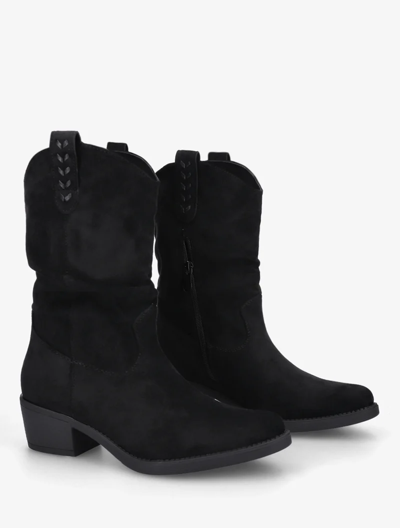 Bottines en suédine à bouts ronds - Noir