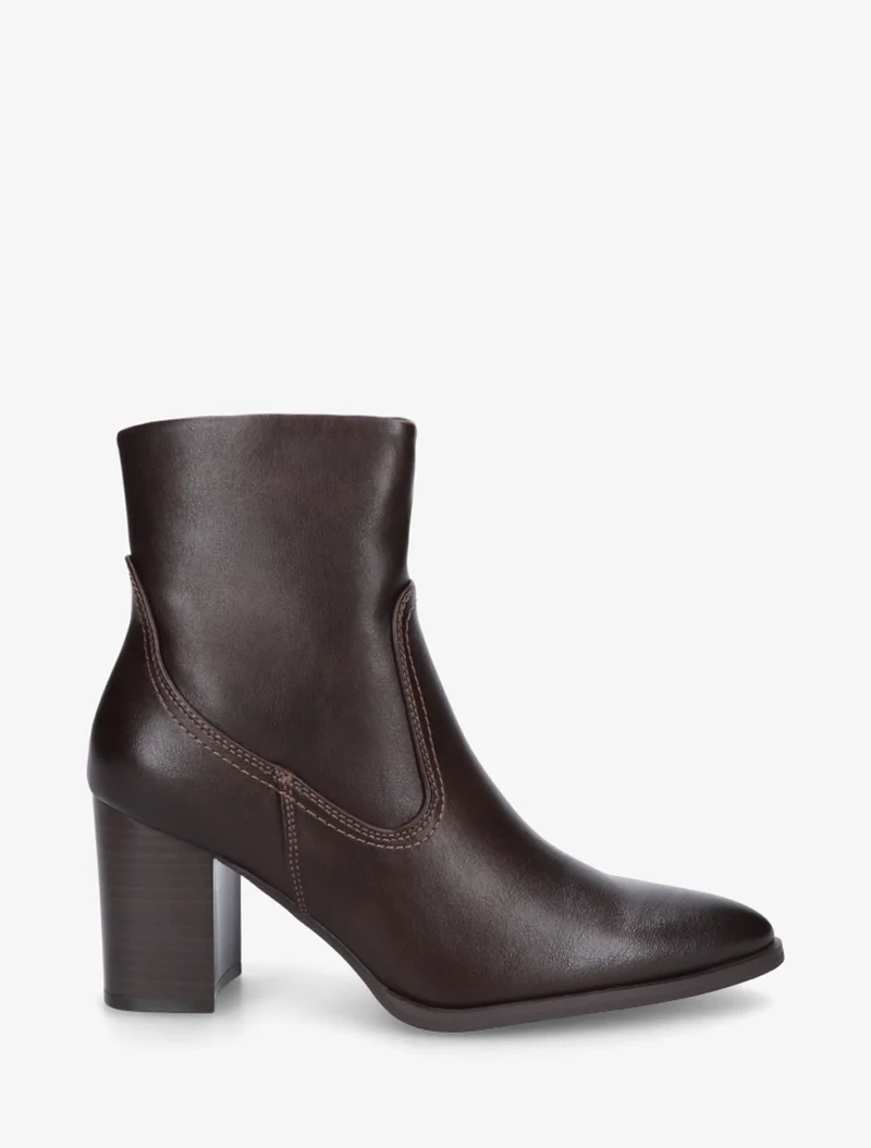 Bottines à talon en simili bouts pointus - Marron