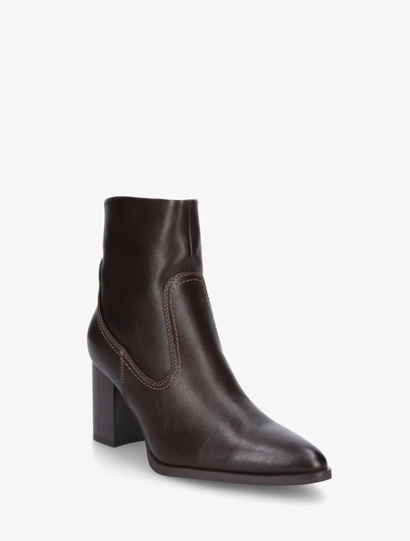 Bottines à talon en simili bouts pointus - Marron
