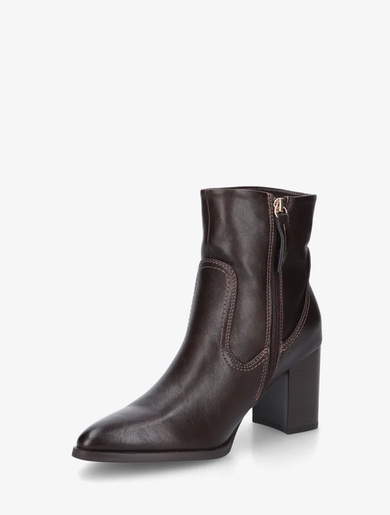 Bottines à talon en simili bouts pointus - Marron