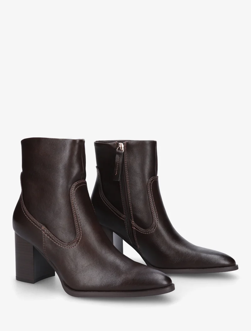 Bottines à talon en simili bouts pointus - Marron