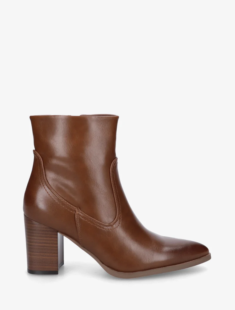 Bottines à talon en simili bouts pointus - Camel