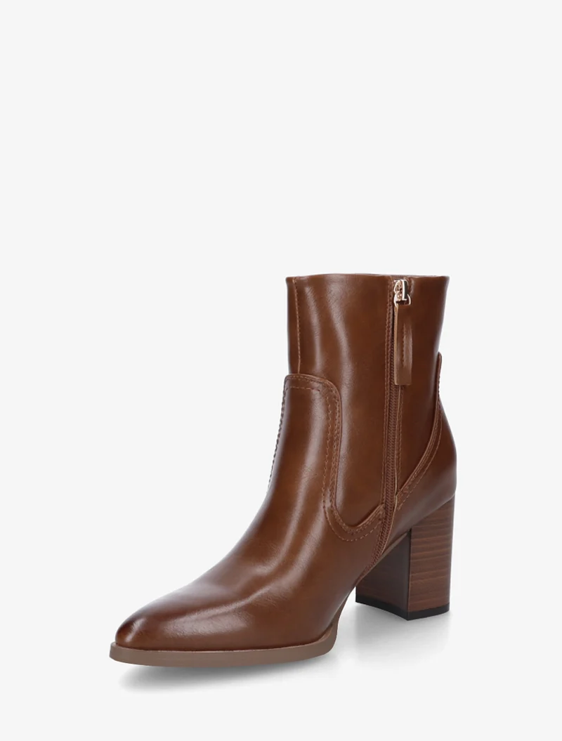 Bottines à talon en simili bouts pointus - Camel