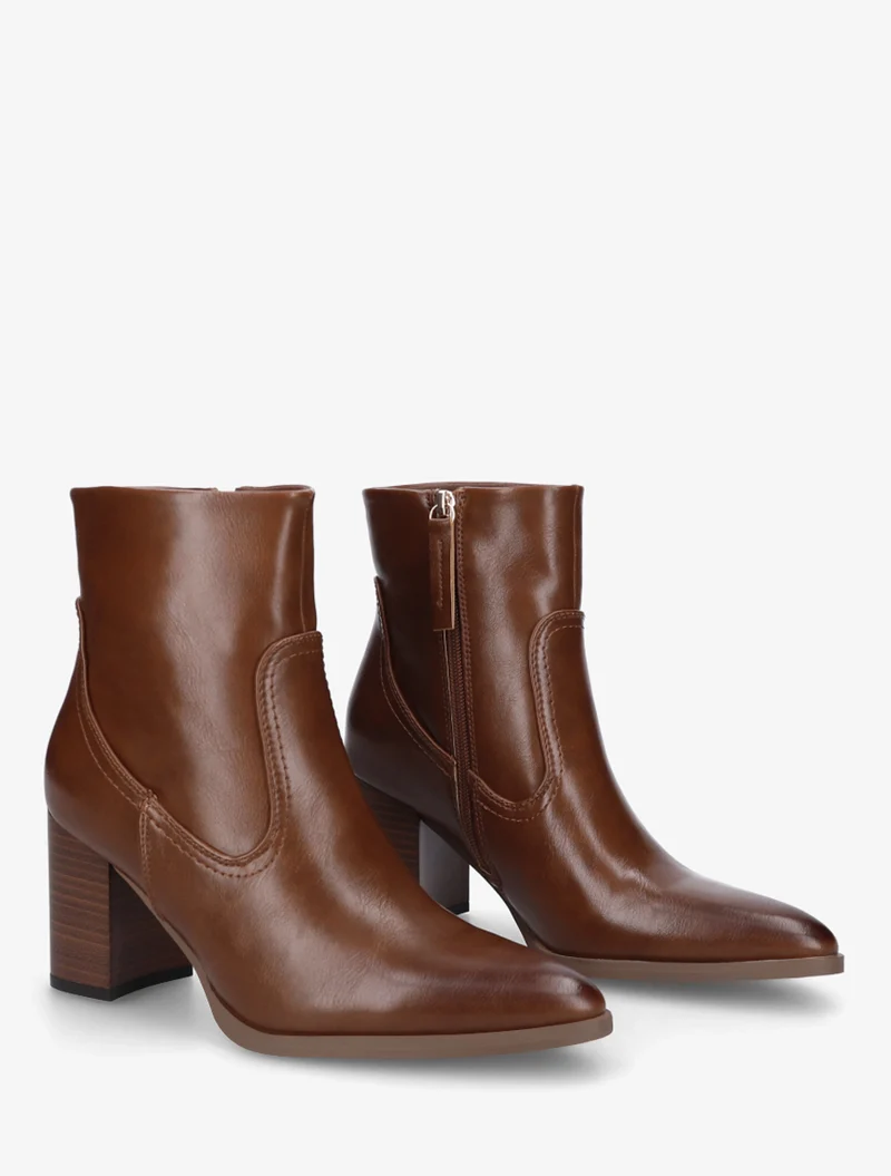 Bottines à talon en simili bouts pointus - Camel