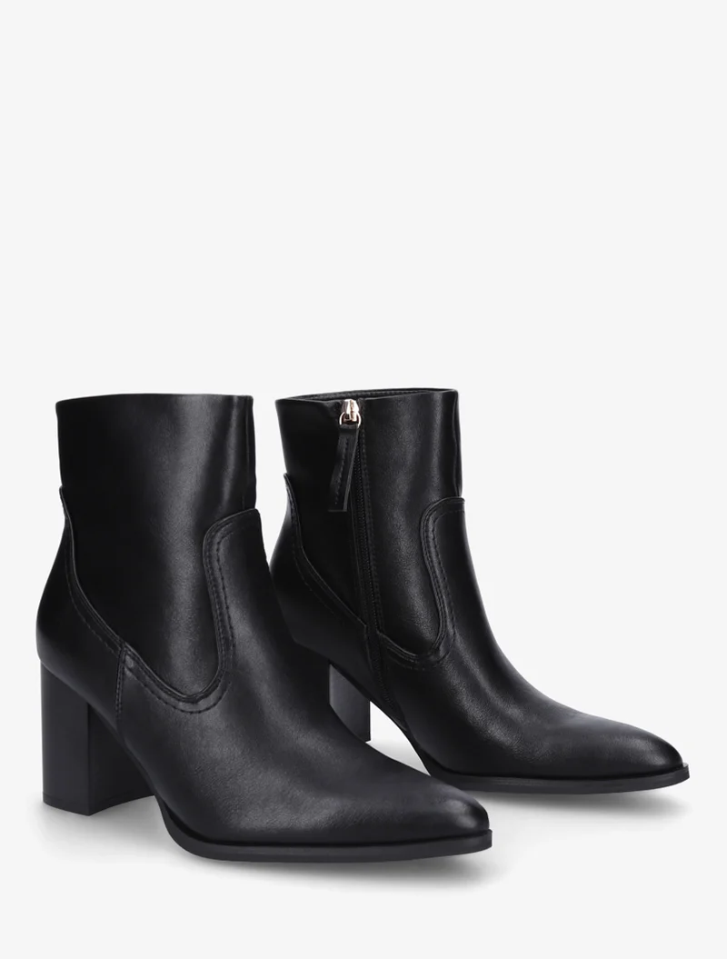 Bottines à talon en simili bouts pointus - Noir