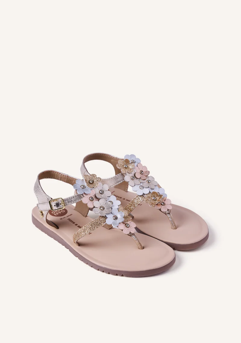 FLOWER SHINY LEATHER SANDALS TAMBACH