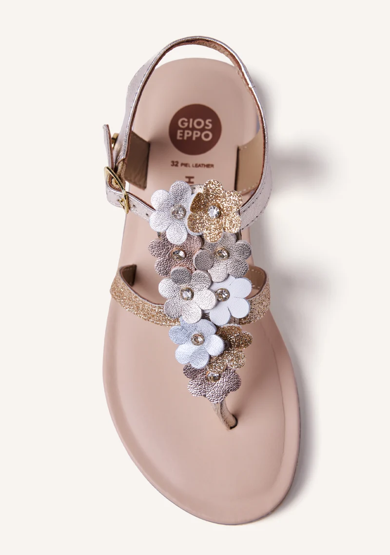 FLOWER SHINY LEATHER SANDALS TAMBACH
