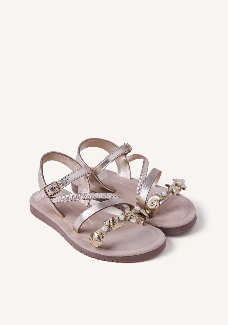 BEADED AND SHINY LEATHER SANDALS ERDUT