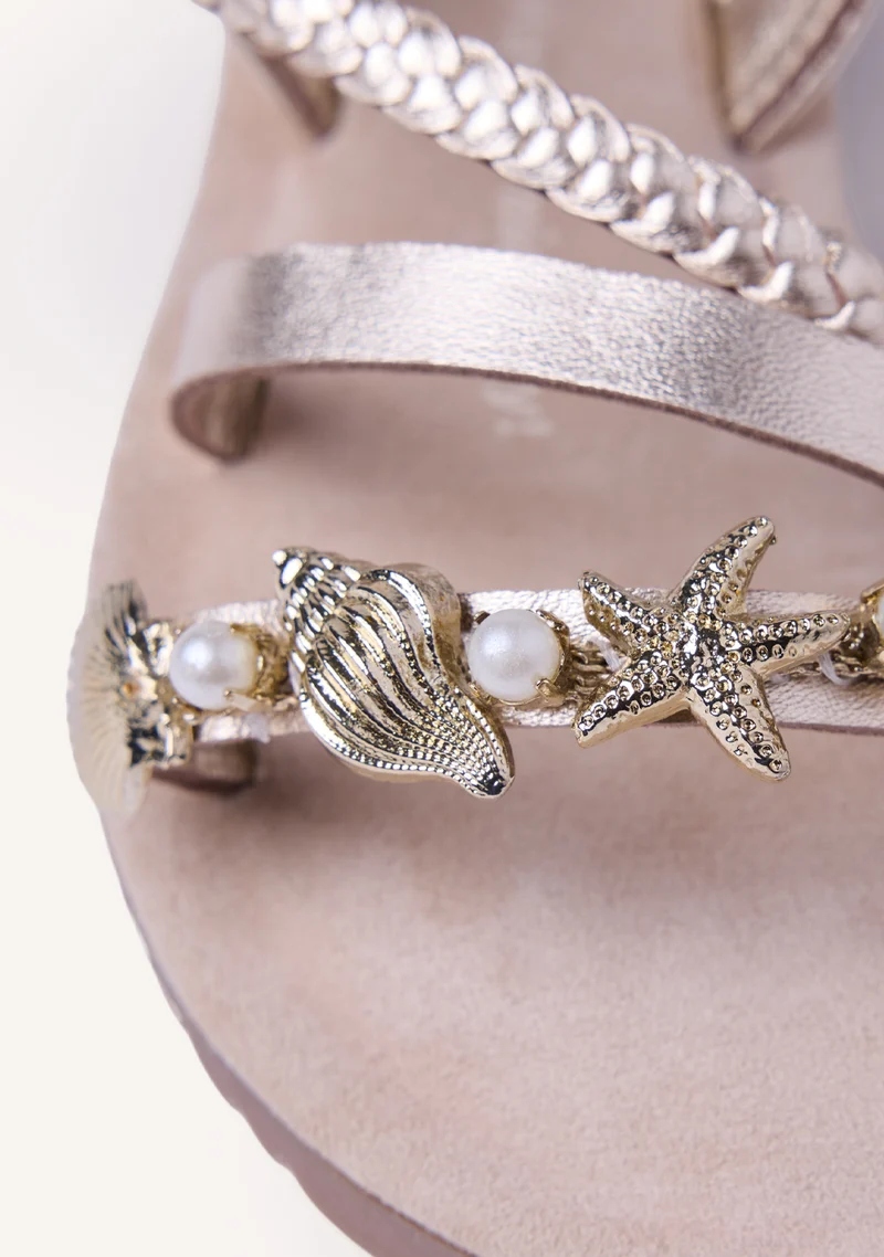 BEADED AND SHINY LEATHER SANDALS ERDUT