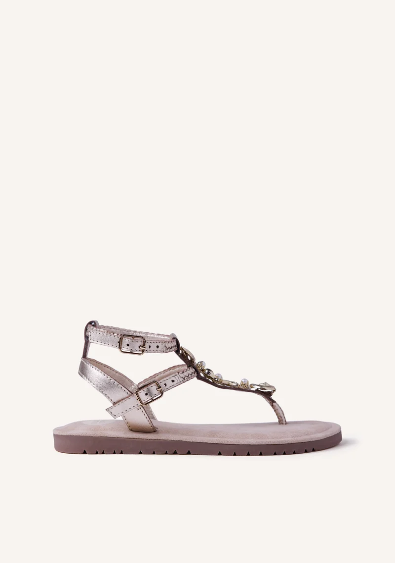 BEADED SHINY LEATHER SANDALS WATAMU