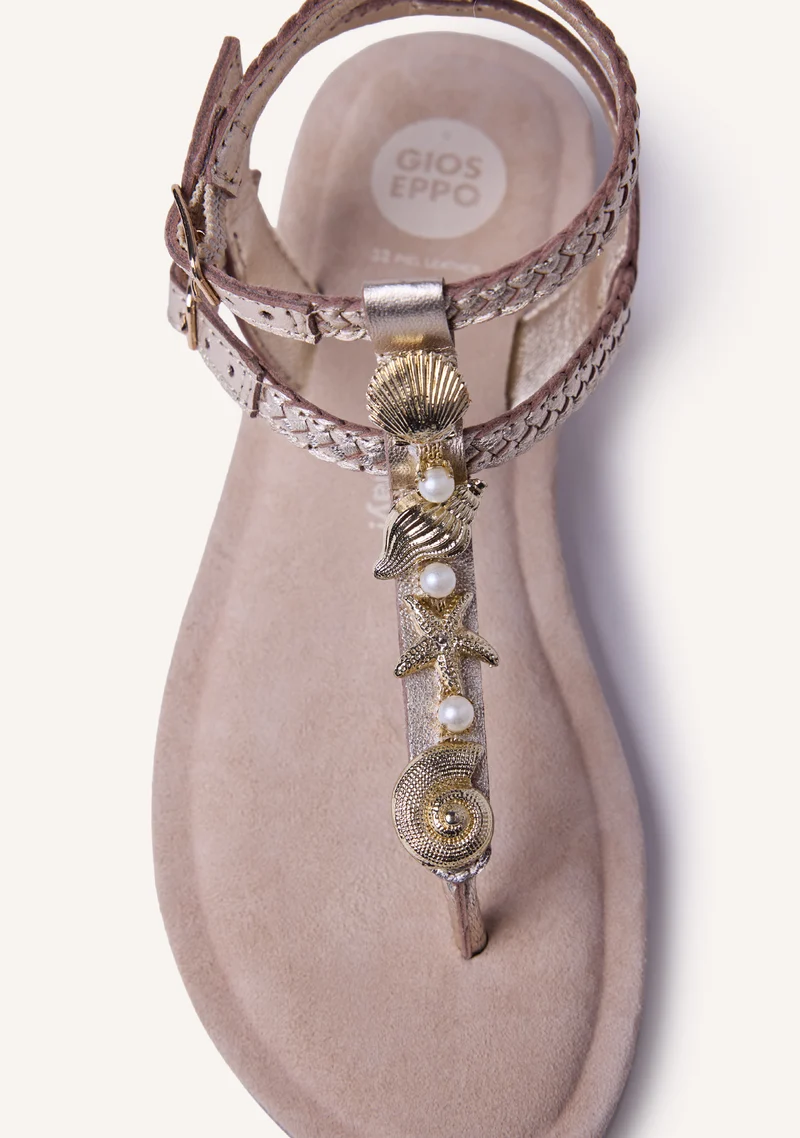 BEADED SHINY LEATHER SANDALS WATAMU