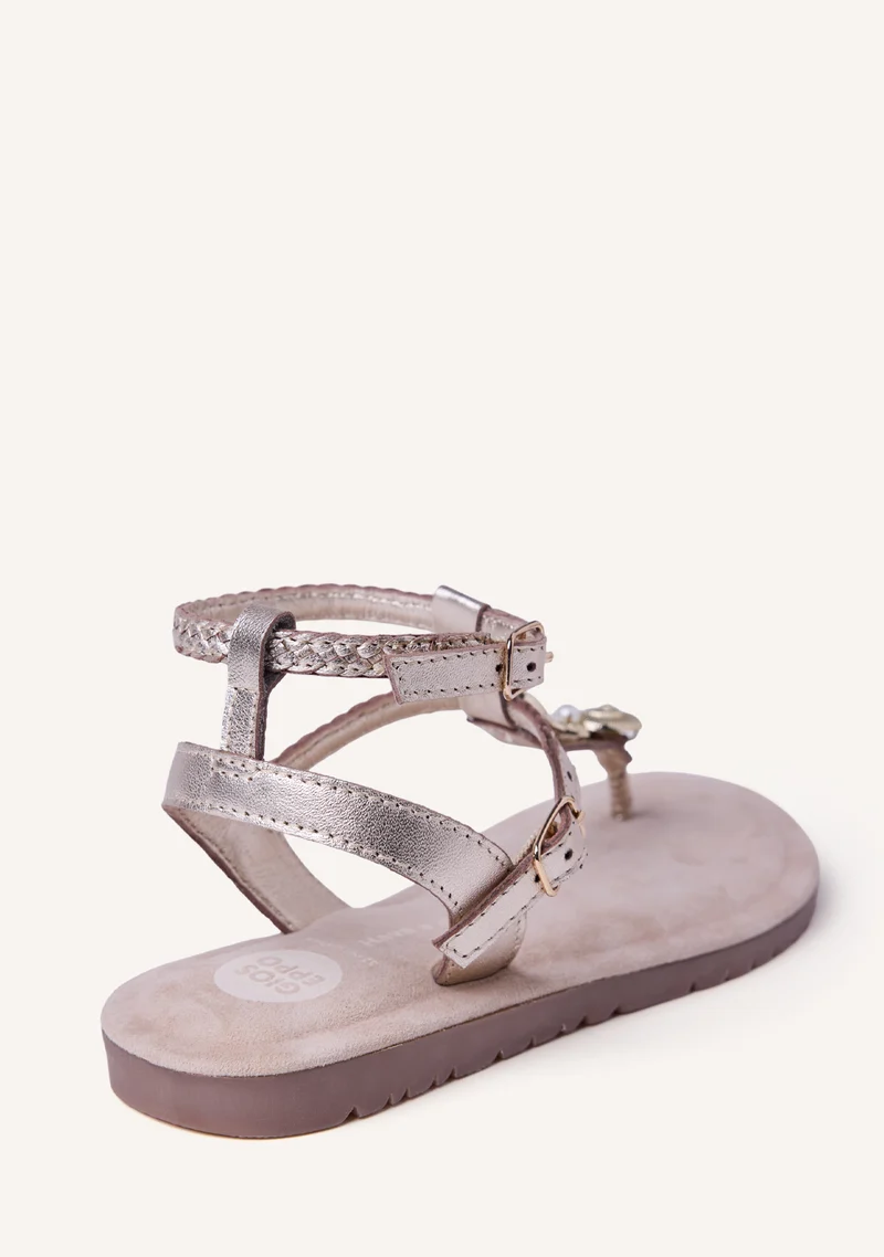 BEADED SHINY LEATHER SANDALS WATAMU
