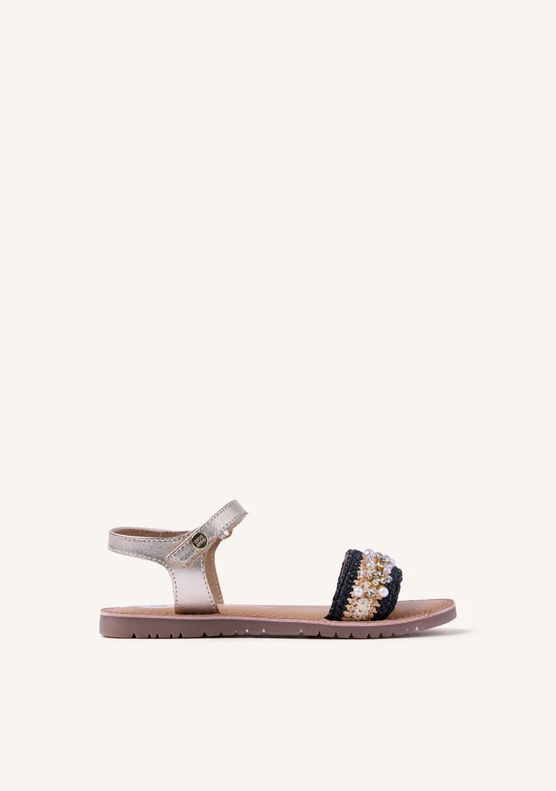 LEATHER AND RAFFIA SANDALS CHARMS SOLWAY