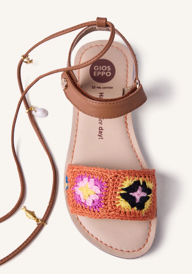 CROCHET AND LEATHER SANDALS LAISMIS