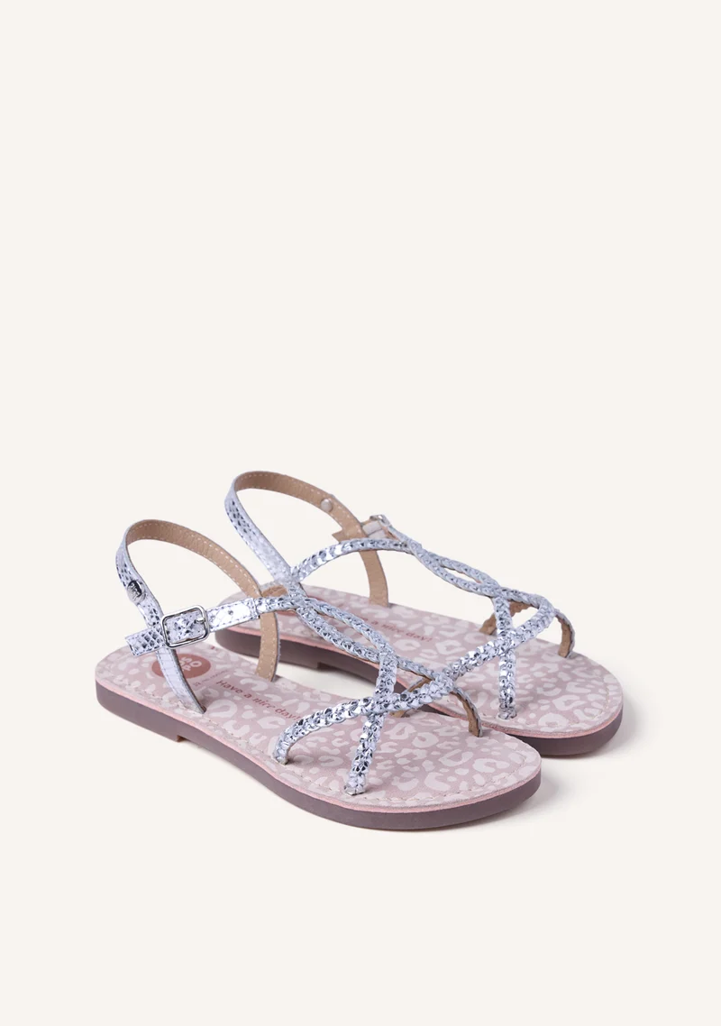 BRAIDED SHINY LEATHER SANDALS BODEN