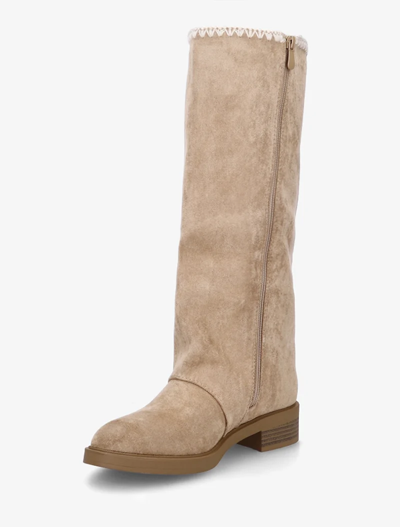 Bottes suédine brodées - Taupe