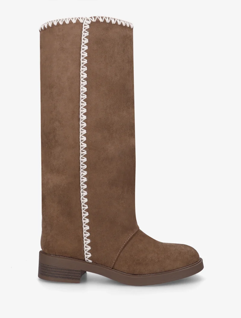 Bottes suédine brodées - Marron