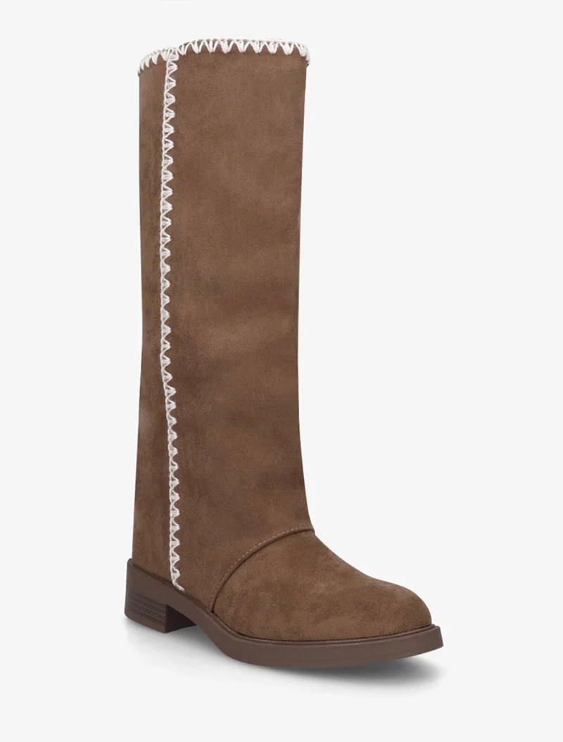 Bottes suédine brodées - Marron