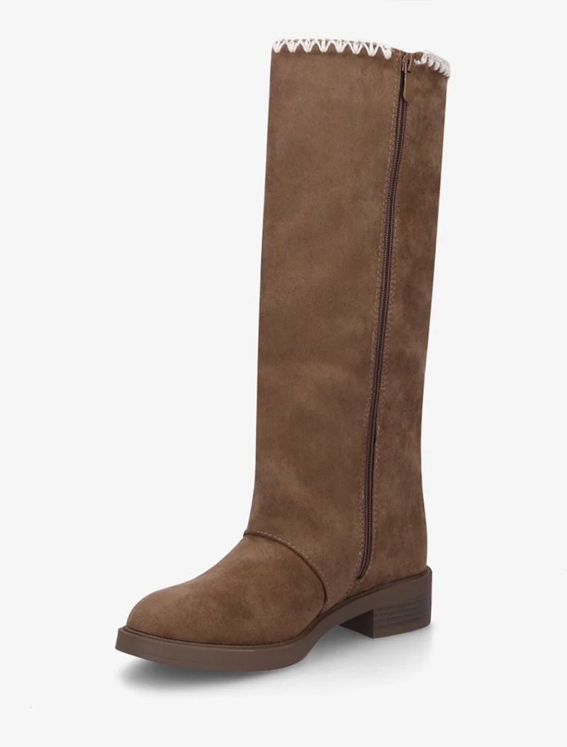 Bottes suédine brodées - Marron