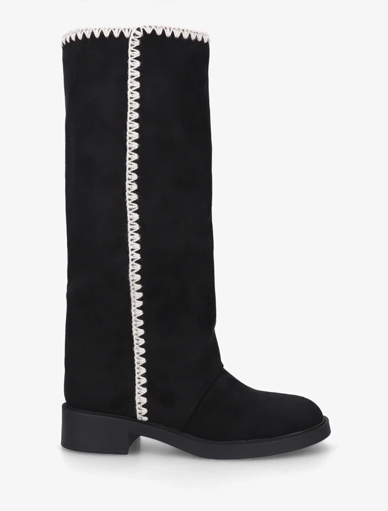 Bottes suédine brodées - Noir