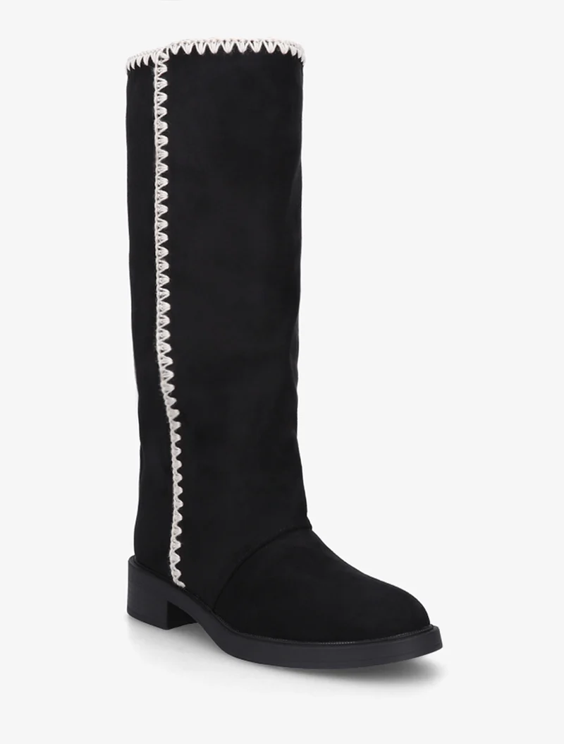 Bottes suédine brodées - Noir