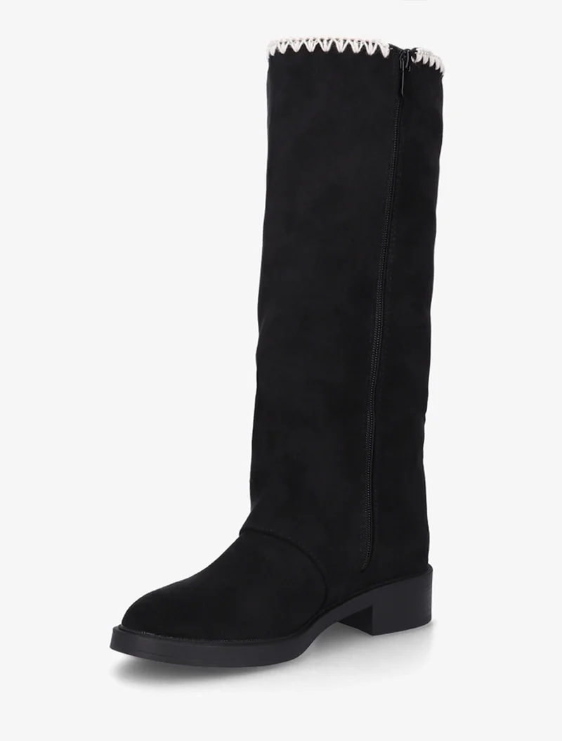 Bottes suédine brodées - Noir
