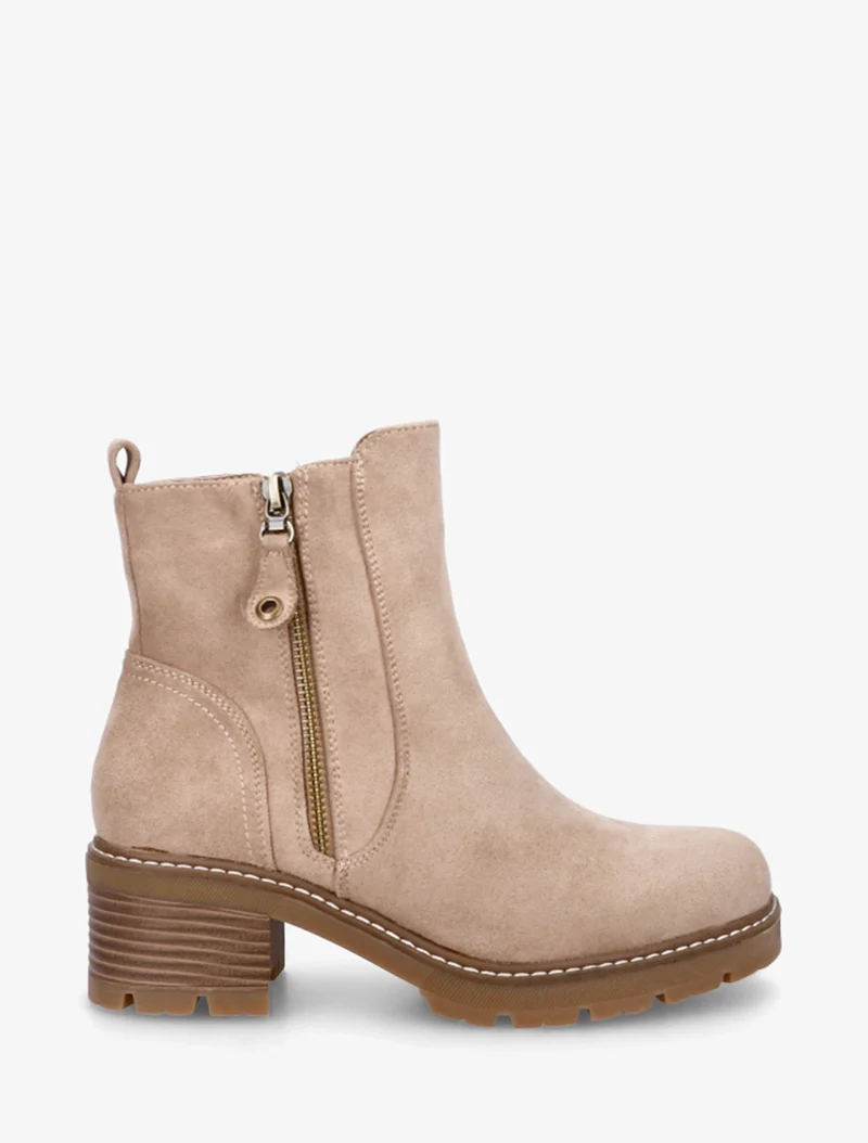 Bottines à talon en suédine - Taupe