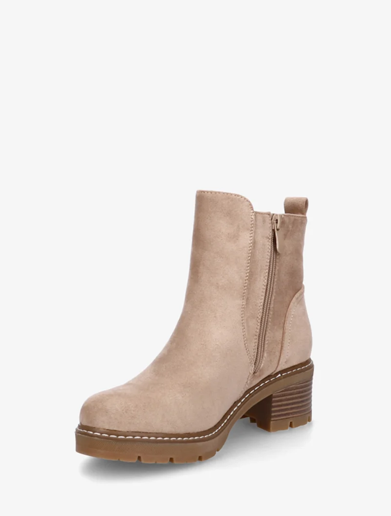 Bottines à talon en suédine - Taupe