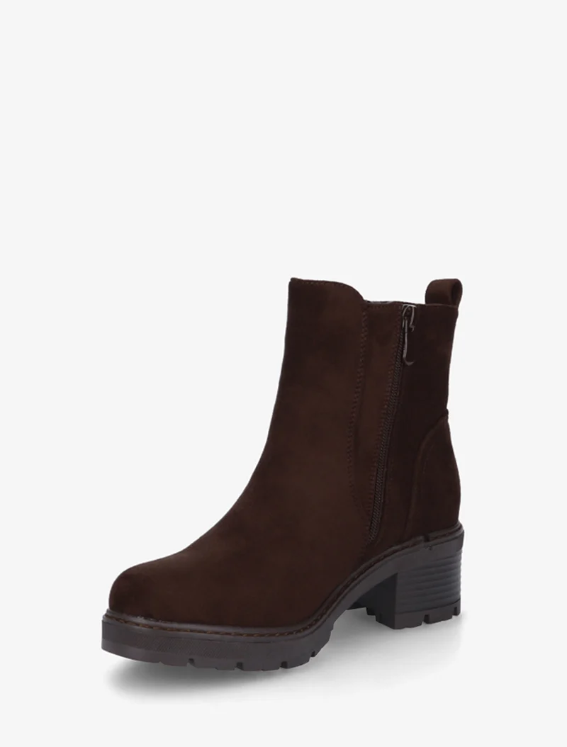 Bottines à talon en suédine - Chocolat