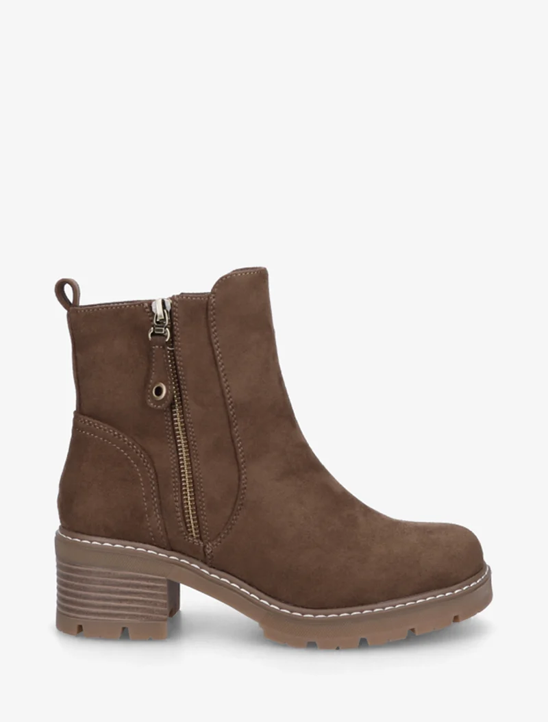 Bottines à talon en suédine - Marron