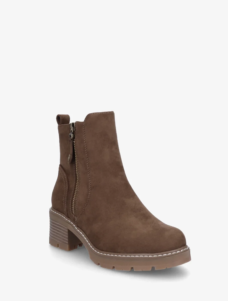 Bottines à talon en suédine - Marron