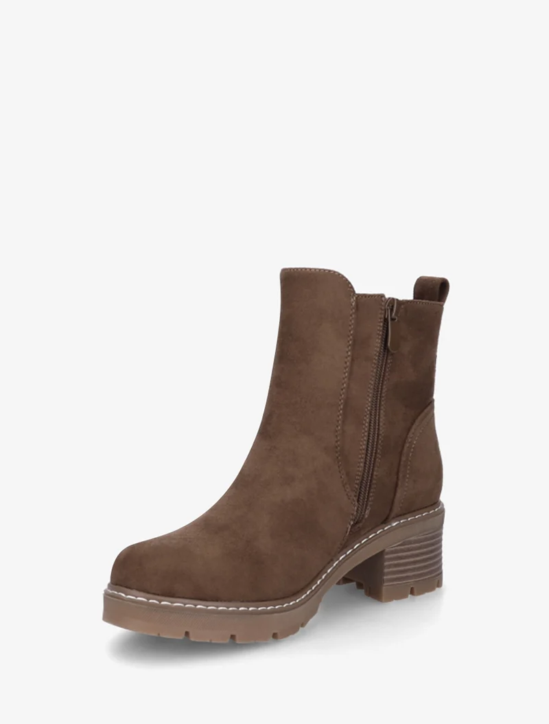 Bottines à talon en suédine - Marron
