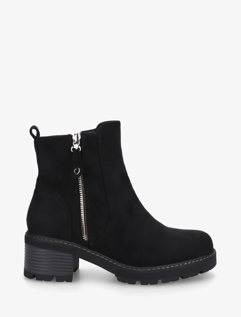 Bottines à talon en suédine - Noir