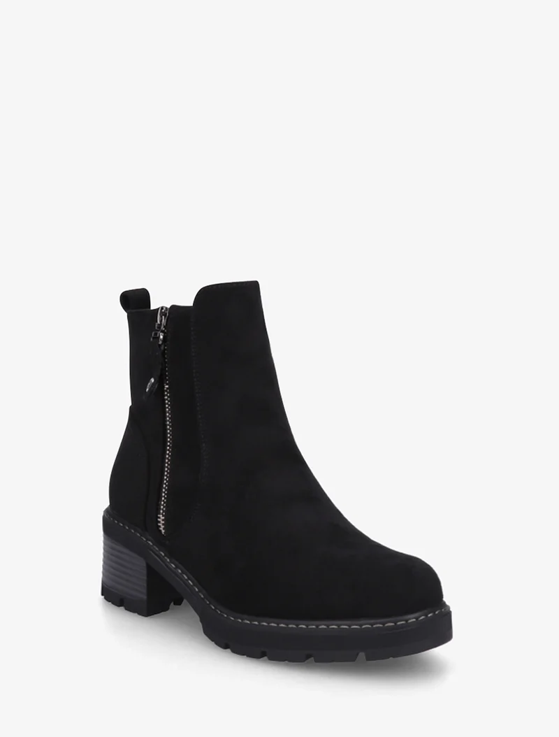 Bottines à talon en suédine - Noir