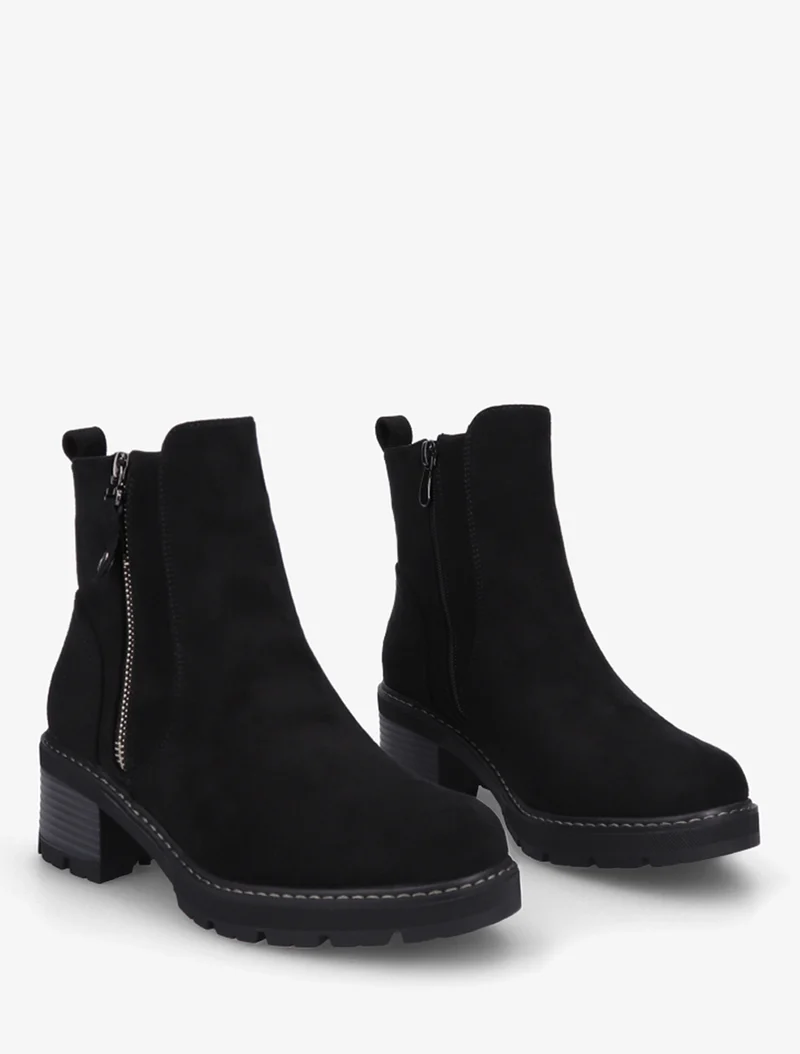 Bottines à talon en suédine - Noir