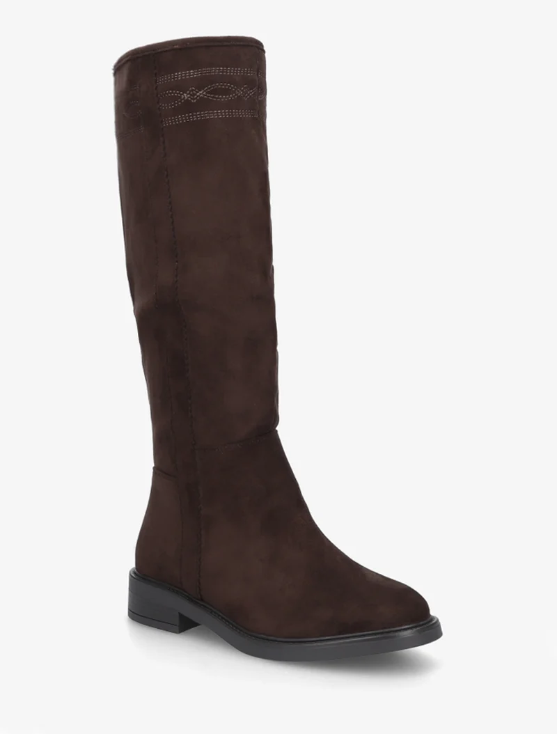 Bottes suédine à coutures fantaisies - Chocolat