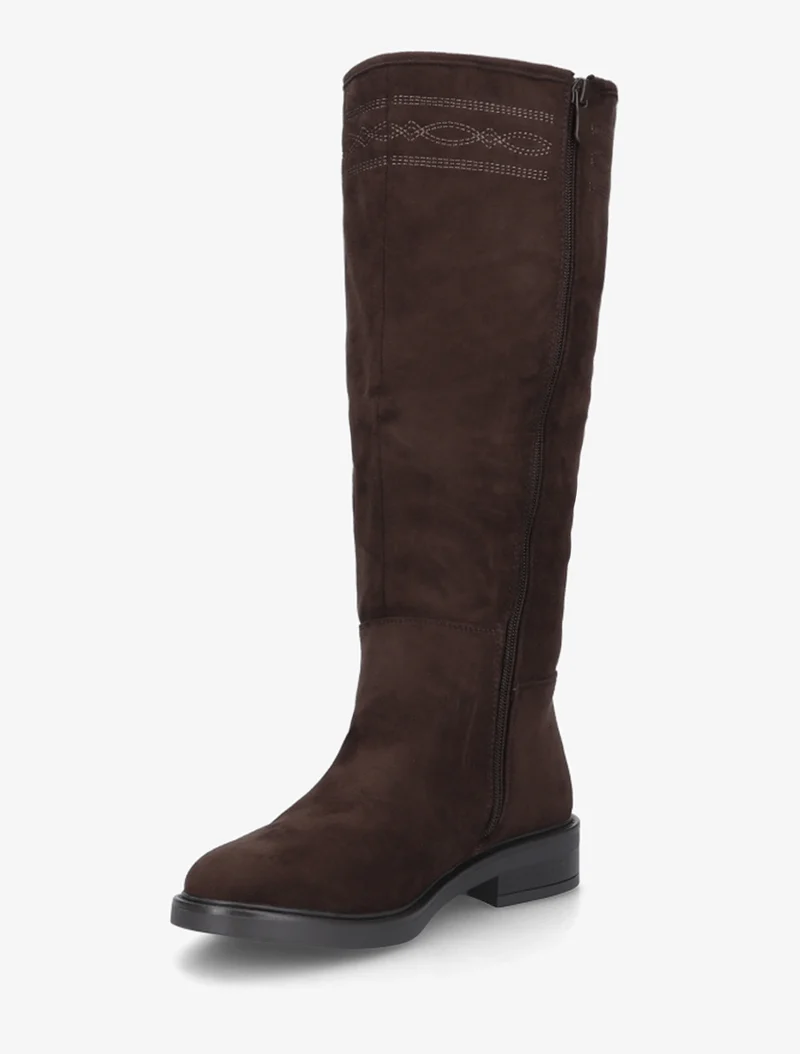 Bottes suédine à coutures fantaisies - Chocolat