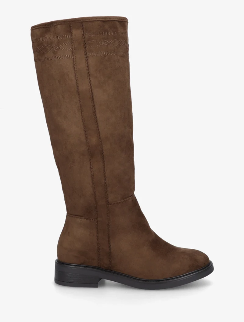 Bottes suédine à coutures fantaisies - Marron