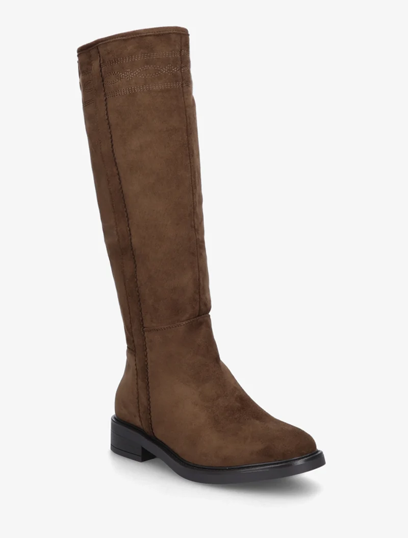 Bottes suédine à coutures fantaisies - Marron