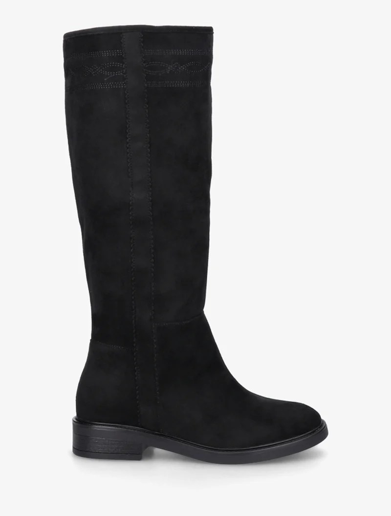 Bottes suédine à coutures fantaisies - Noir