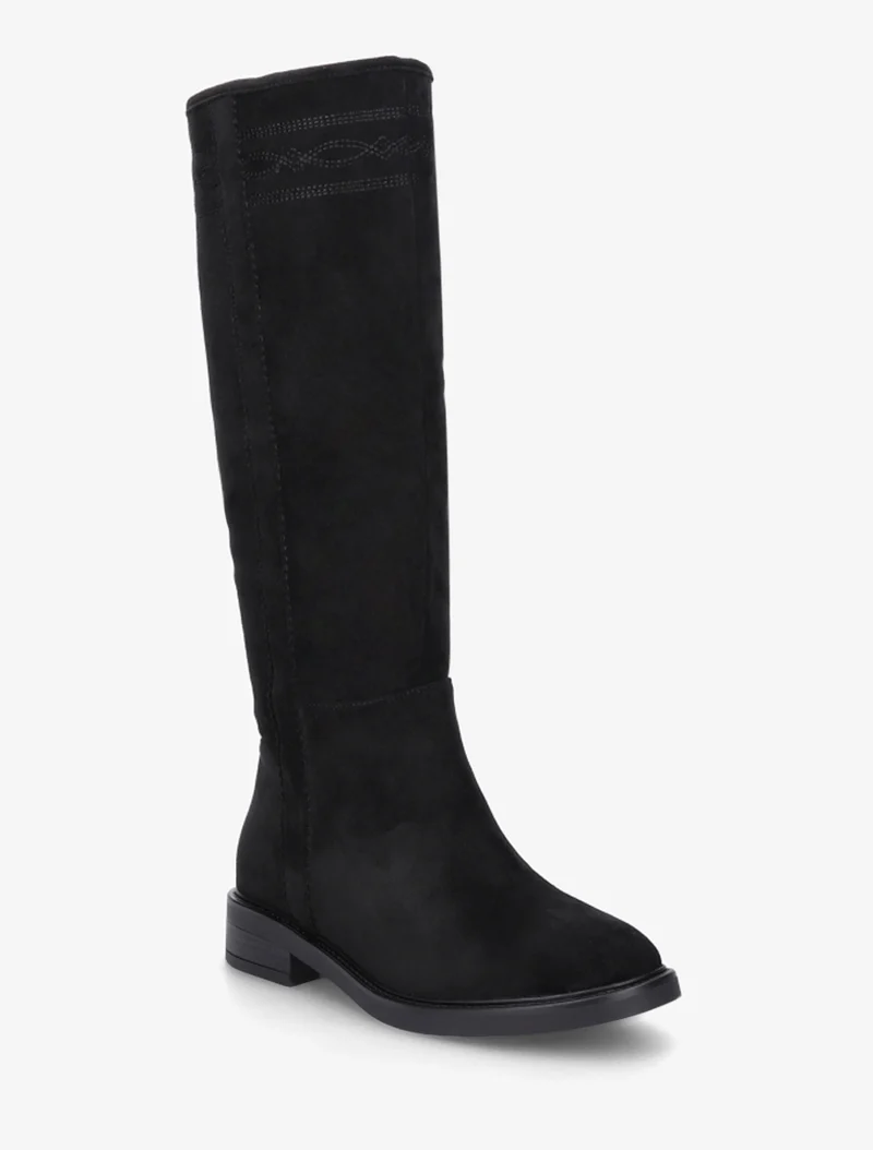 Bottes suédine à coutures fantaisies - Noir