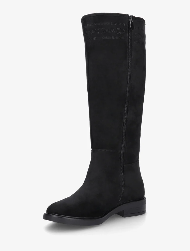 Bottes suédine à coutures fantaisies - Noir