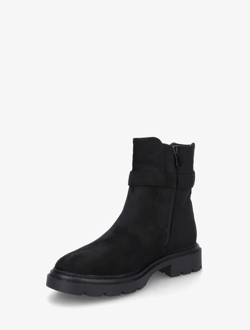 Bottines élastiquées en suédine à boucle - Noir