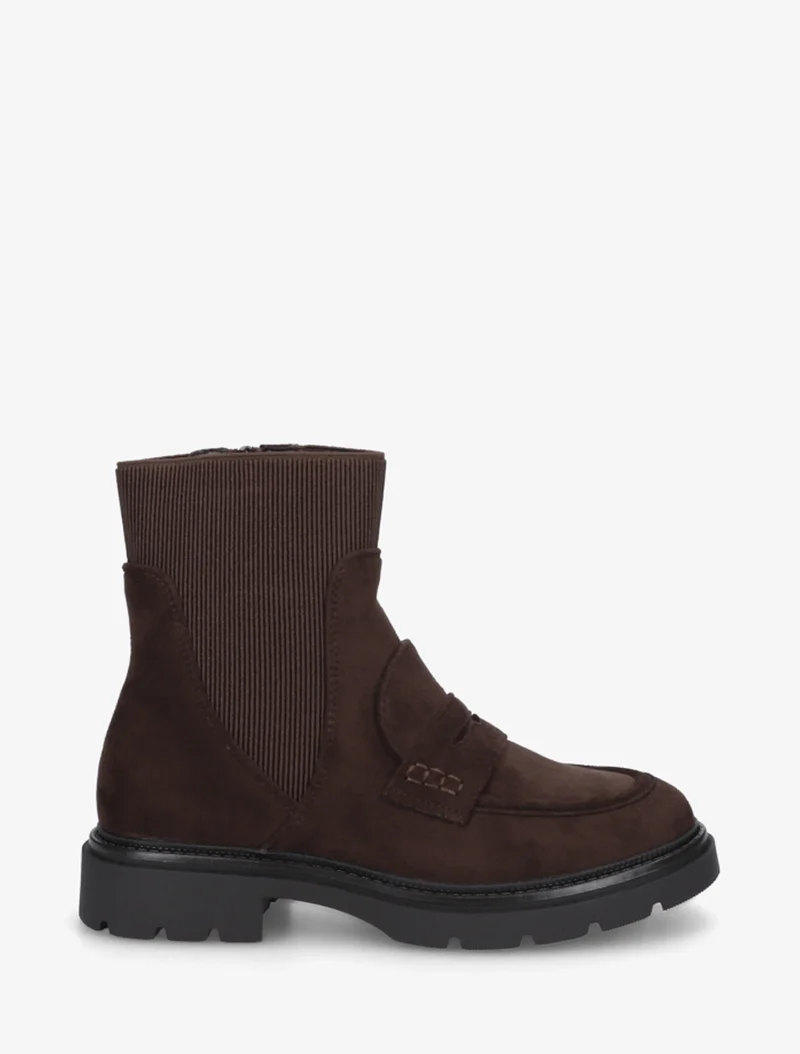 Bottines en suédine style mocassin - Chocolat
