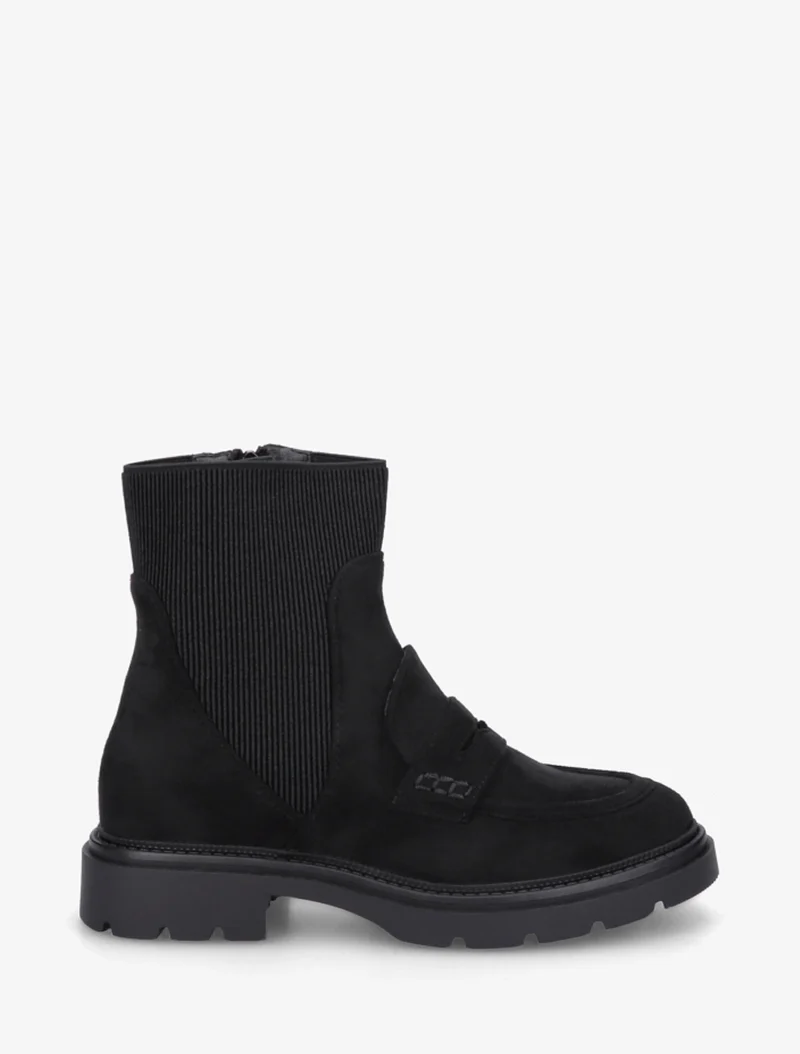 Bottines en suédine style mocassin - Noir